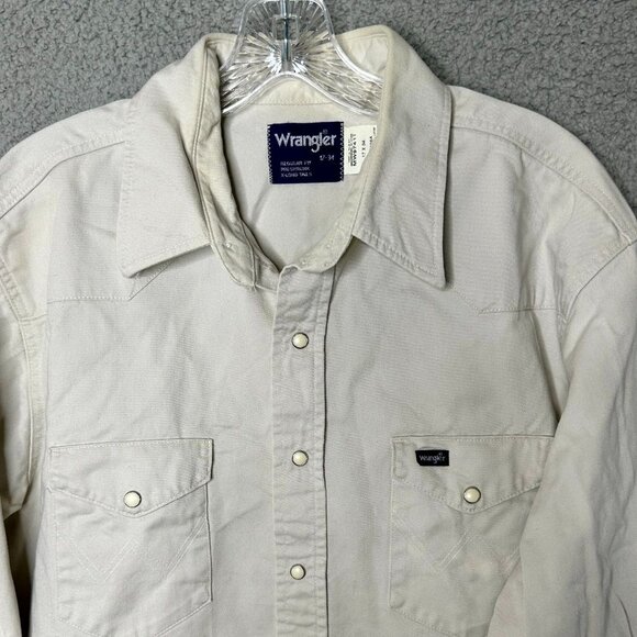 Wrangler Other - Wrangler Men XLT‎ Tall Western Pearl Snap Shirt Off White Cowboy Ranch Rodeo